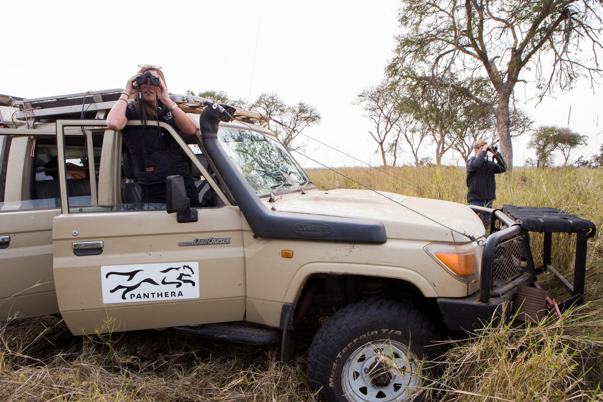 Researchers with truck