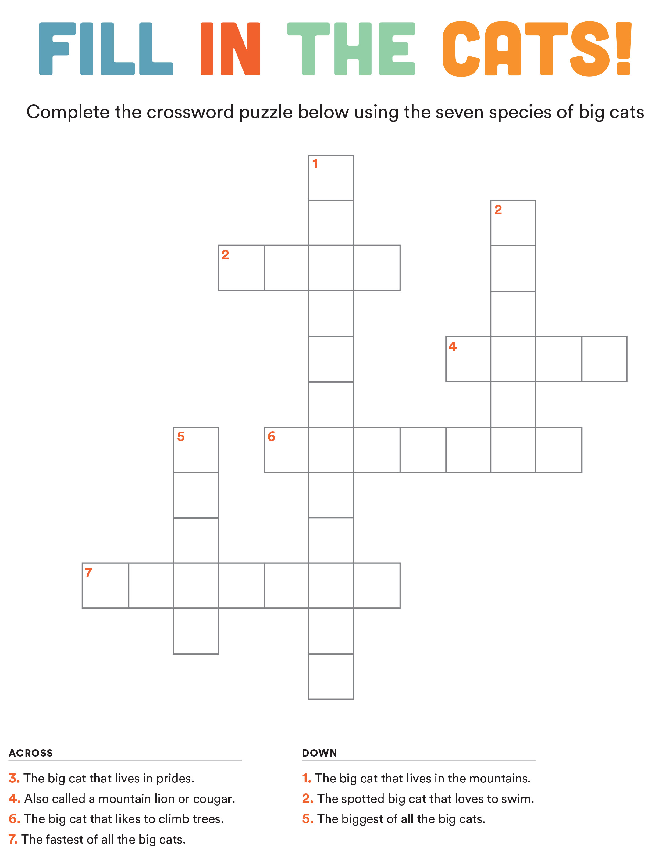 Big Cats Crossword