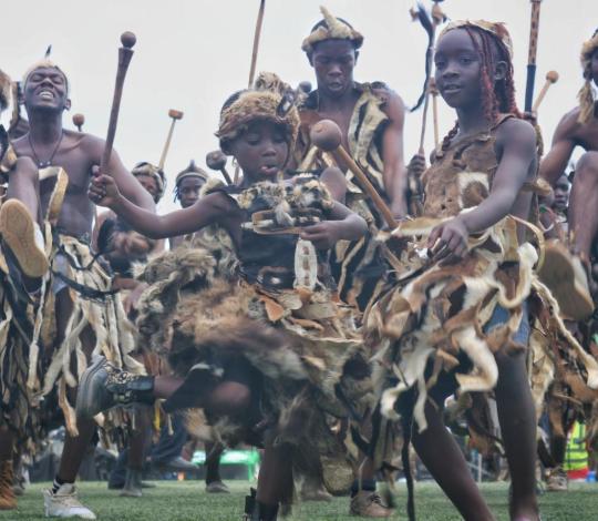 People dance at the Nc'wala ceremony