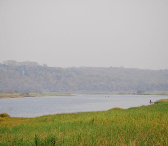 View of river with mountains in the background