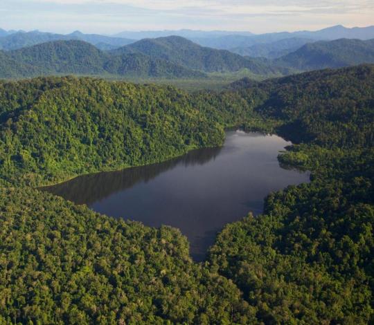 Thailand landscape of mountains and a lake